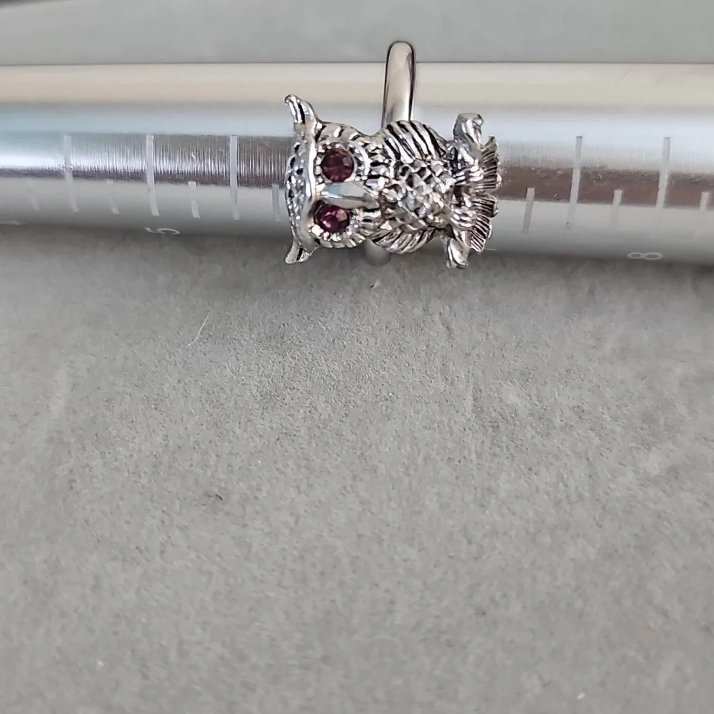 Vintage Signed Sarah Coventry Owl Rhinestone Ring